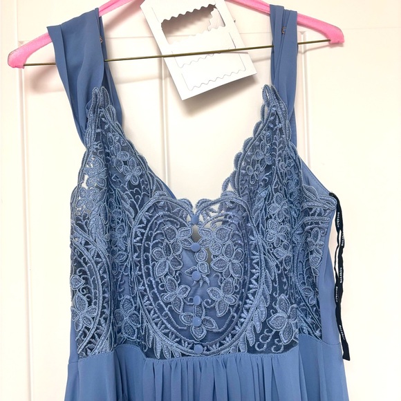 Baltic Born NWT Bianca Lace Maxi Dress -L - Dusty Blue - Picture 3 of 7